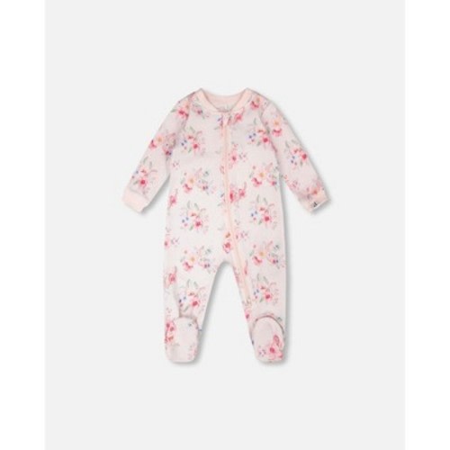 Deux par Deux Girl Organic Cotton Baby One-Piece Pyjama Pink Flower Print - 6 Months
