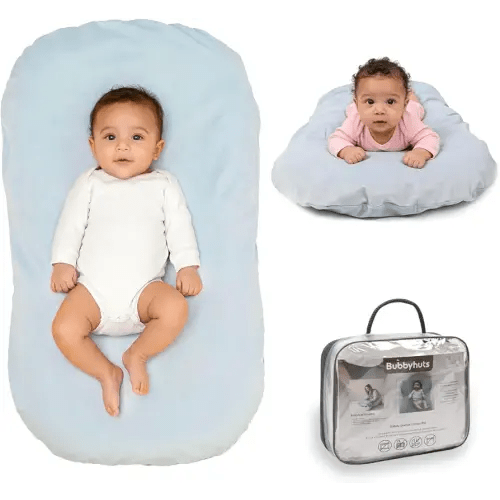 Baby Lounger - Snuggle Cozy Me Infant Lounger for Newborn 0-12 Months, Flannel Cover,Portable Breathable & Soft Baby Nest Lounger for Home and Travel - Blue