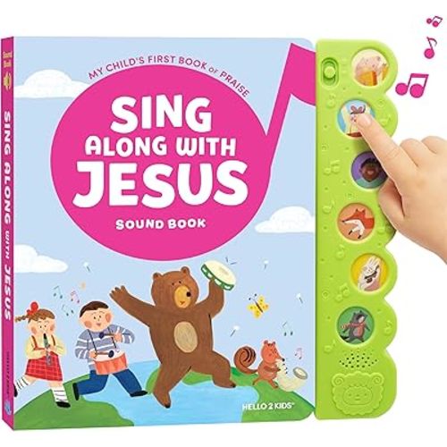 Sing Along with Jesus Christian Sound Books for Kids - 6 Bible Songs - Christening, Baptism Gifts for Boys and Girls - Religious Toys, Interactive Music Books for Toddlers - Baby Dedication