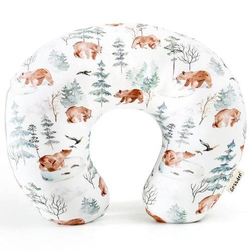 GRSSDER Nursing Pillow Cover, Stretchy Soft Minky Fabric Covers, Fit Most Nursing Support Pillows for Breastfeeding, Comfortable Safe Pillow Cover, Stylish Cute Bear Pattern