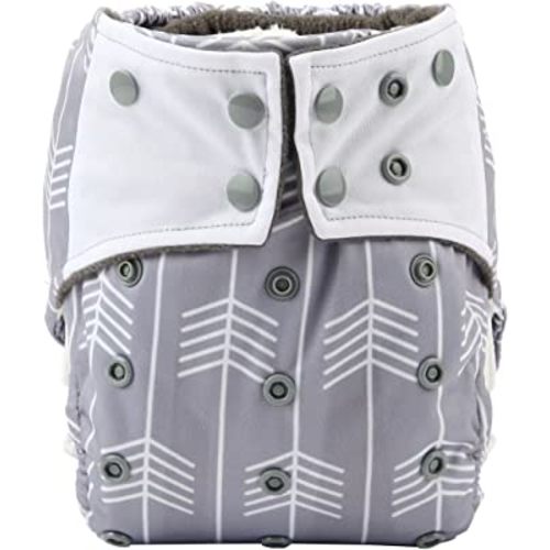 AIll in One Night AIO Cloth Diaper Nappy Sewn in Insert Reusable Washable (Grey Arrow) Medium