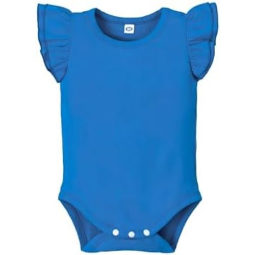 LYSMuch Baby Girls Ruffle Sleeves Bodysuit Infant Solid Color Top Jumpsuit