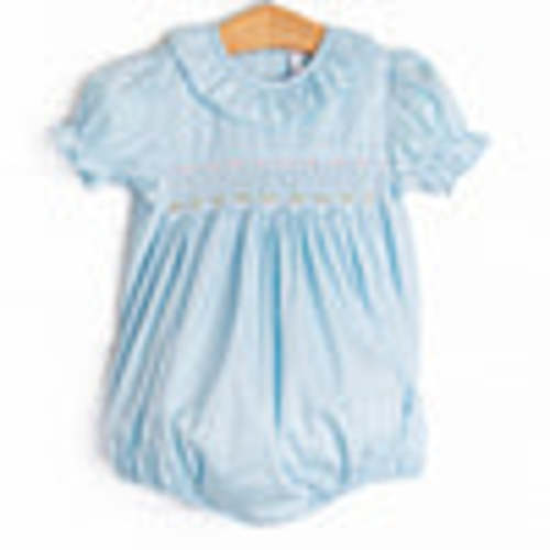 Bud and Bloom Smocked Bubble, Blue – Stitchy Fish