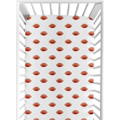 Sweet Jojo Designs - Fitted Crib Sheet Football Brown and White