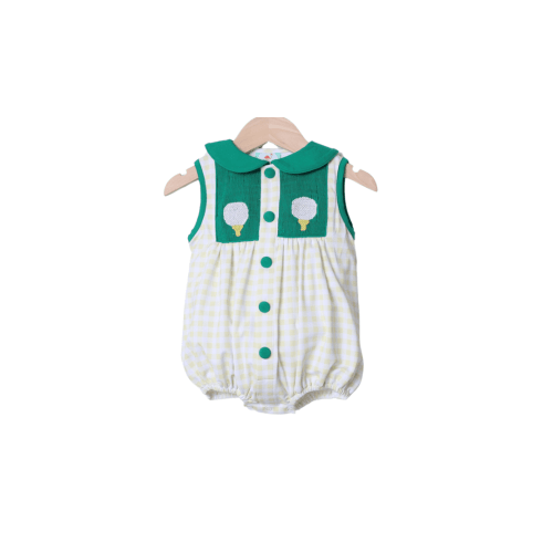 Smocked Golf Yellow Gingham Bubble