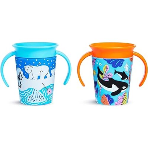 Munchkin® Miracle® 360 Wildlove Sippy Cup, 6 Oz, 2 Pack, Orca/Polar Bear