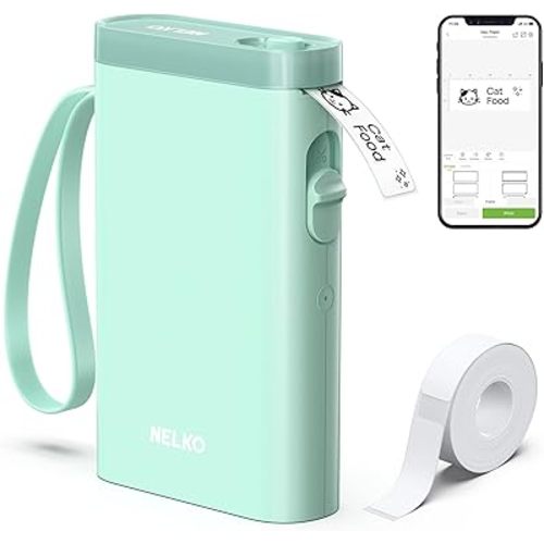 Nelko Label Maker Machine with Tape, P21 Bluetooth Label Printer, Wireless Mini Label Makers with Multiple Templates for School Office Home, Green
