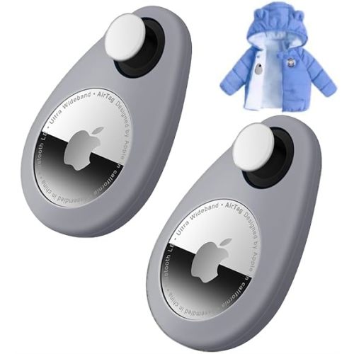 Holder for Kids Baby Toddler Hidden 2 Pack GPS Tracker Case, Anti-Removal Silicone Case with Safety Pins, Suitable for Children, Elderly, Pets, Backpack, Luggage (Grey+Grey)