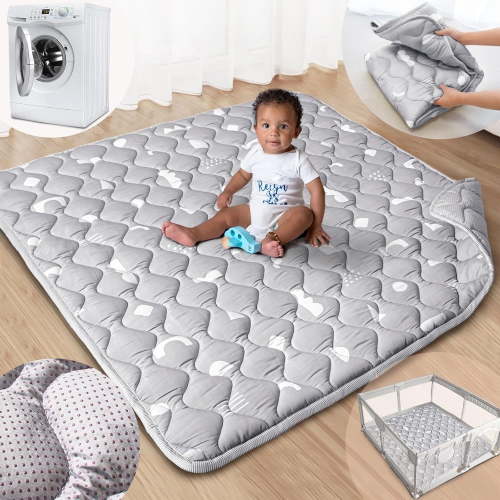 Walmart Black Friday Deals 2025 - Beavtaens Baby Play Mat for Floor, Fits 50x50 Playpen, Non-Slip, Soft for Infants, 0-4 Years (Gray)