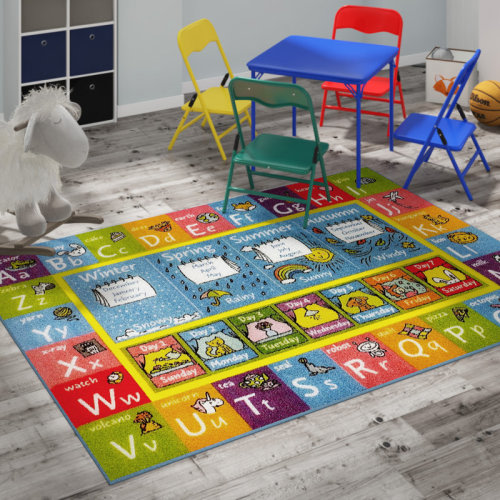 Zoomie Kids Weranna Kids Rug ABC Alphabet Seasons Months Days Educational Learning Game Carpet Classroom Playroom Mat & Reviews | Wayfair