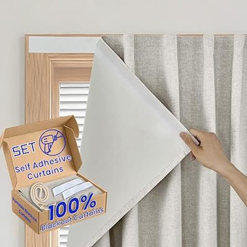 100% Blackout French Door Curtain- Privacy Thermal Insulated Door Window Curtain for Patio Front Tricia Sidelight Panel, W24 x L72 inch, 1 Panel, Light Beige
