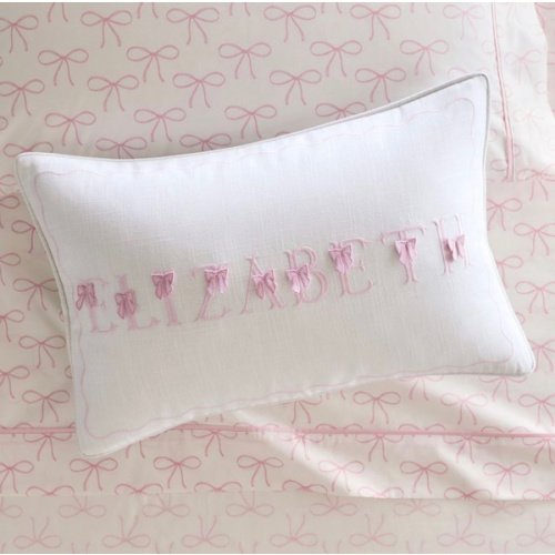 Textured Personalized Bow Pillow