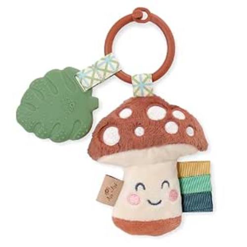 Itzy Ritzy Baby Teething Toy with Lovey, Infant Toy for 0+ Mos (Mushroom)