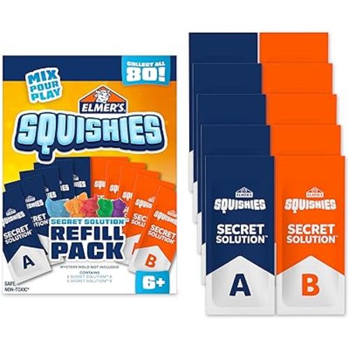 Elmer’s Squishies Refill Pack, Kids Activity, Creates 5 Additional Mystery Characters, 5 Count