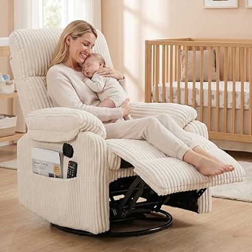 HRVEOCEI Manual Small Recliner Rocking Chair for Nursery/Relaxation