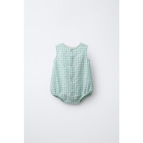GINGHAM ROMPER - Sea green | ZARA United States