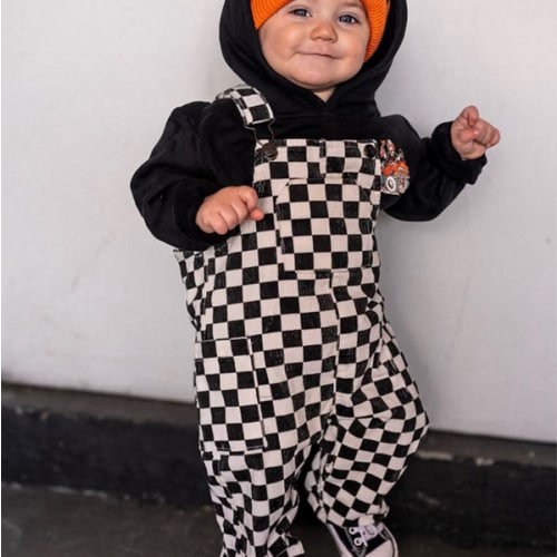 Classic Checkered Overalls - Black | Little Trouble