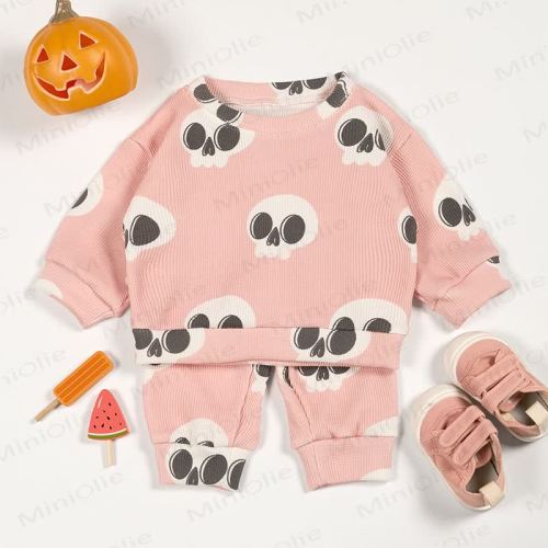 Baby Skull Pink Waffle 2-piece Set