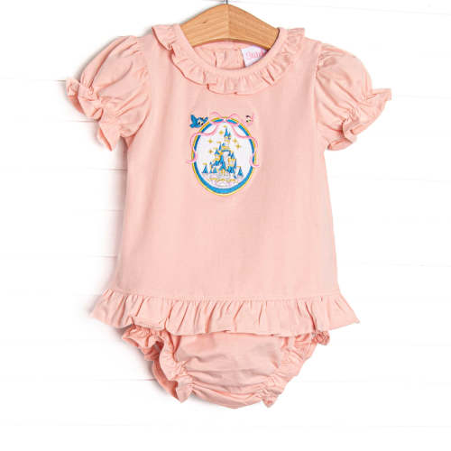 Framed Fairytale Embroidered Diaper Set, Pink – Stitchy Fish