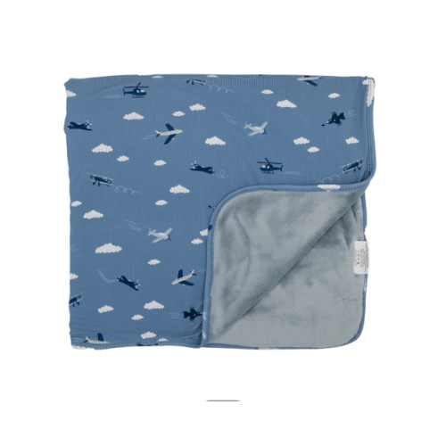 Take Flight Blue Small Ribbed Toddler Blanket
