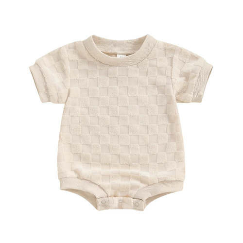 Baby Boys Girls Bodysuit Short Sleeve Crew Neck Checkerboard Summer Pl – August + Willow