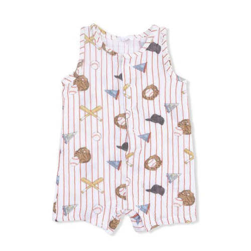 Vintage Baseball Stripe - Sleeveless Shortie Romper by Angel Dear