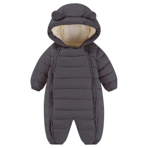 tarylea Baby Romper Double Full Zipper Hoodies Fleece Lined Warm Jumpsuit Solid Color Cute Casual Winter Basic Clothes