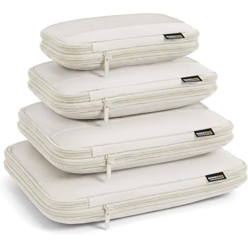 4 Piece Compression Packing Cubes for 3–7 Day Travel, Off White