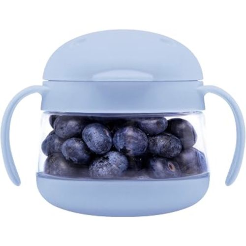 Ubbi Tweat Snack Containers for Kids & Toddlers, BPA-Free Tritan Spill-Proof Toddler Snack Cups, Portable Travel Food Storage, Summer Essentials for Kids, Sage Green & Blue