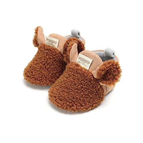 Baby Booties Cozy Fleece Slippers Soft Baby Shoes With Gripper Soles, Winter Warm Infant Newborn Crib Sock Shoes First Walkers