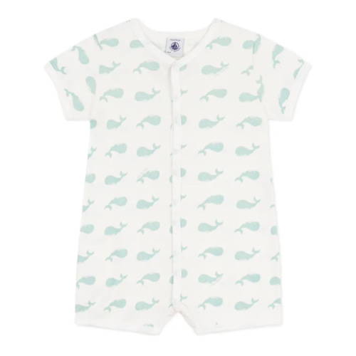 Whale Combishort Pyjamas | White