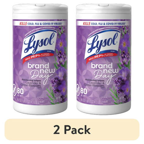 (2 pack) Lysol® Multi-Surface Disinfectant Antibacterial Cleaning Wipes, Lavender & Cotton Blossom, 80 Count