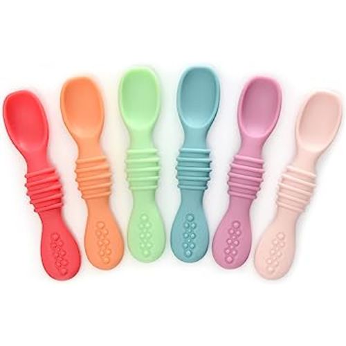 PrimaStella Silicone Chew Spoon Set for Babies and Toddlers | Safety Tested | BPA Free | Microwave, Dishwasher and Freezer Safe