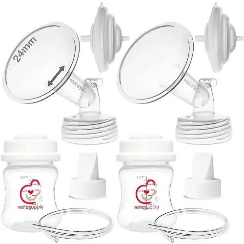 Nenesupply Pump Parts Compatible with Spectra S2 S1 9 Plus Breast Pump to Replace Spectra Pump Parts S2 Accessories Flange 24mm Duckbill Valve Tubing Bottles Backflow Protector