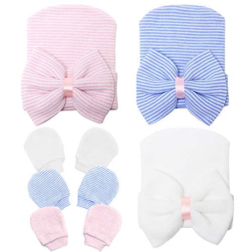 Sarfel Newborn Hats for Girls Hospital Hat Baby Girl Bows and Headbands Infant Beanie Nursery Caps