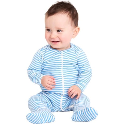 Baby Organic Zip Footie In Stripe