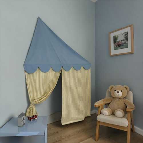Kids Indoor Hanging Tent Reading Nook – Cozy Playhouse Corner, Wall-Mounted Toy Storage