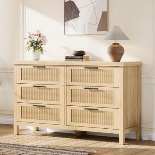Fluted Drawers Dresser for Bedroom, Tall Chest of Dressers for Closet, Fluted Drawers Large Clothes Storage Cabinet for Bedroom