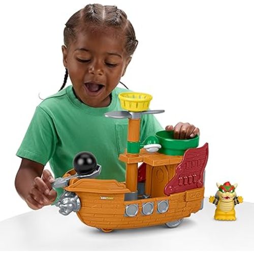 Fisher-Price Little People Toddler Toy My Mario Bowser’s Airship Playset with Figure for Preschool Pretend Play Kids Ages 18+ Months