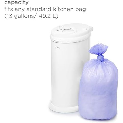 Ubbi Diaper Pail Plastic Bags, Disposable Baby Waste Bags, 3 Pack, 75 Count, 13-Gallon Bags