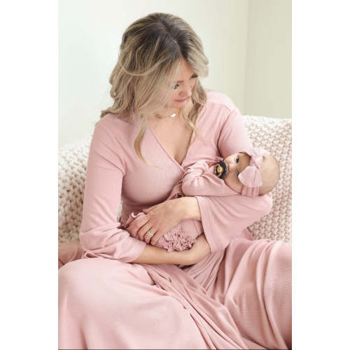 Vintage Rose Bamboo Waffle Knit Maternity Robe
