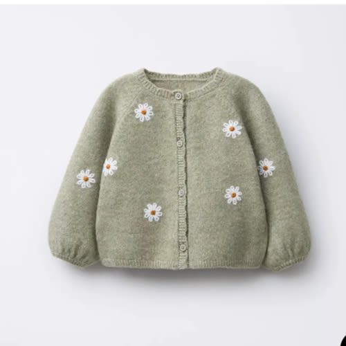 EMBROIDERED DAISY CARDIGAN - Light green | ZARA United States