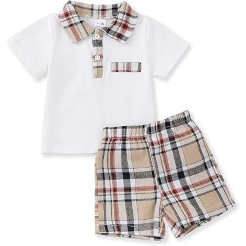 NZRVAWS Toddler Baby Boy Clothes 3 6 9 12 18 Months 2 3T Summer Spring Polo Shirt Shorts Sleeves Set Button Outfits 2 PCS