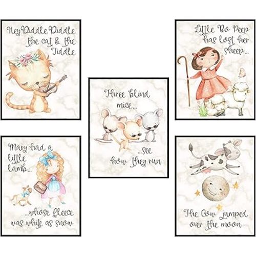 Silly Goose Gifts Nursery Rhyme Baby Set Wall Art Baby Gift Decor (Cloud Set Art Prints)