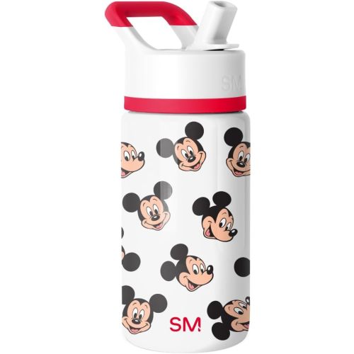 Simple Modern Disney Mickey Mouse Kids Water Bottle with Straw Lid | 14oz Insulated Stainless Steel Kids Tumbler & Spill Proof Toddler Cup for School, Girls, Boys | Summit | Mickey Mouse Fun