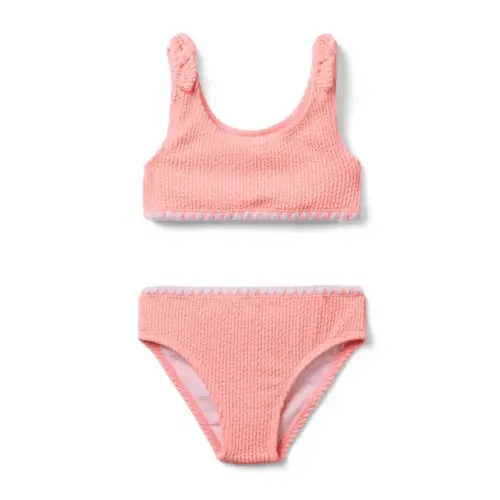 Girl Peach Sunset Recycled Textured 2-Piece Swimsuit by Janie and Jack