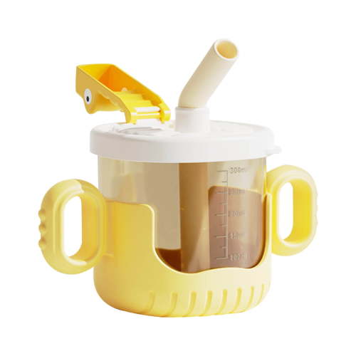 Weighted Straw Cup for Toddlers | Leak-Proof Sippy Cup with Soft Fliptop Spout | Non-Slip Handles, Clear Scale, Silica Straw | Drop-Proof, Easy Clean, 15.3cm x 8.5cm x 10cm | 1 Count