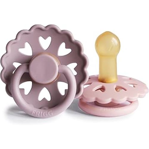 FRIGG Andersen Fairytale Natural Rubber Baby Pacifier | Made in Denmark | BPA-Free (Twilight Mauve/Primrose, 6-18 Months)