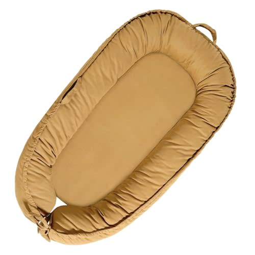 TARJODGY Baby Lounger - Baby Lounger for Newborn 0-24 Months, Soft Breathable Cotton Infant Lounger Cover, Portable Baby Nest for Travel, Newborn Essentials (Sienna)