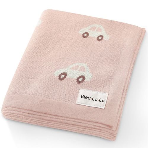 Bleu La La Baby Blanket - 100% Luxury Cotton Soft Knit Swaddle Blanket for Newborns and Infants - Cars - Pink